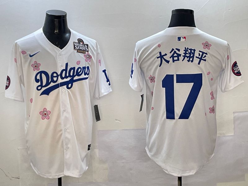 Men Los Angeles Dodgers #17 Ohtani White Sakura Edition 2025 Nike MLB Jersey style 3204->los angeles dodgers->MLB Jersey